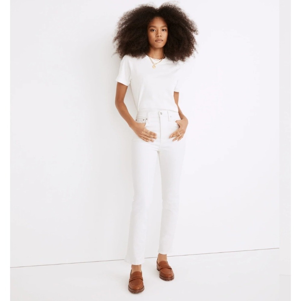 Madewell Perfect Vintage Jean White High Rise Straight Leg Size 32 NWT $128